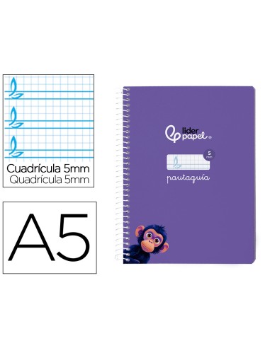 Cuaderno espiral liderpapel a5 pautaguia tapa...