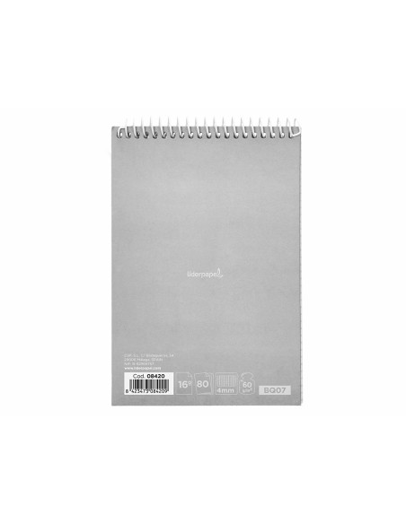 Cuaderno espiral liderpapel bolsillo dieciseiavo apaisado witty tapa dura dura 80h 60gr cuadro 4 mm colores surtidos