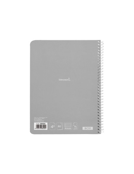 Cuaderno espiral liderpapel cuarto witty tapa dura 80h 75gr cuadro 4mm con margen colores surtidos