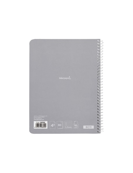 Cuaderno espiral liderpapel cuarto smart tapa blanda 80h 60gr pauta 3,5mm con margen colores surtidos