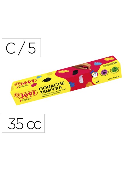 Tempera escolar jovi 35 ml caja de 5 colores surtidos