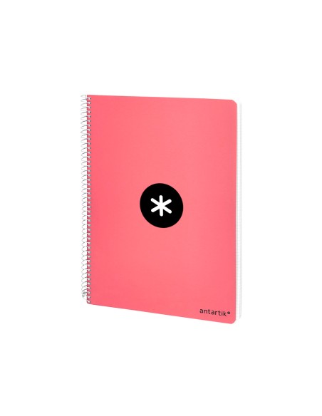 Cuaderno espiral antartik a4 micro tapa dura 80 h 100 gr cuadro 5mm sin bandas 4 taladros color coral