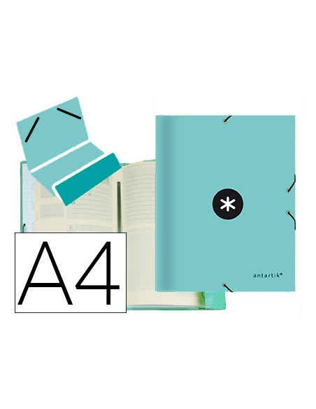 Carpeta antartik clasificadora a4 12 departamentos gomas carton forrado color menta