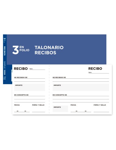 Talonario liderpapel recibos tres en folio...