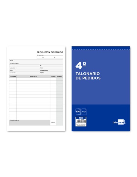 Talonario liderpapel pedidos cuarto original 122