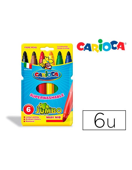Rotulador carioca jumbo punta gruesa estuche de 6 unidades colores surtidos