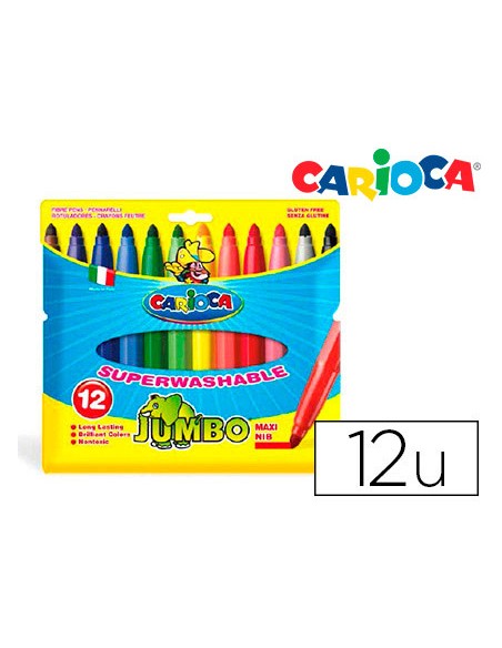 Rotulador carioca jumbo punta gruesa estuche de 12 unidades colores surtidos