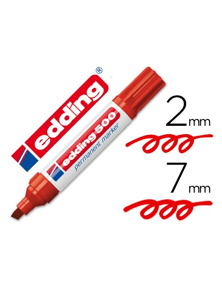Rotulador edding marcador permanente 500 rojo punta biselada 7 mm