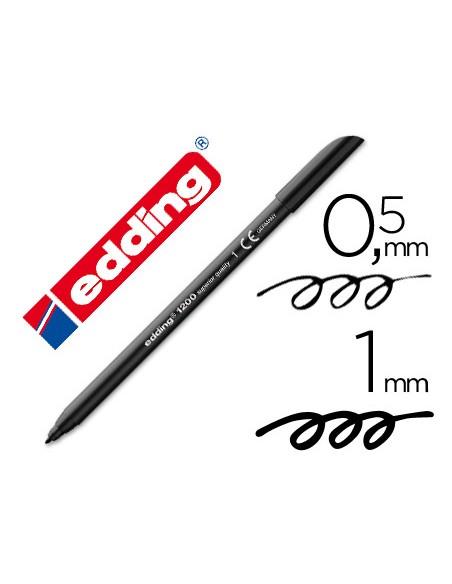 Rotulador edding punta fibra 1200 negro n.1 punta redonda 0.5 mm