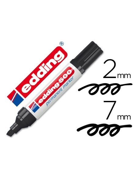 Rotulador edding marcador permanente 500 negro punta biselada 7 mm recargable