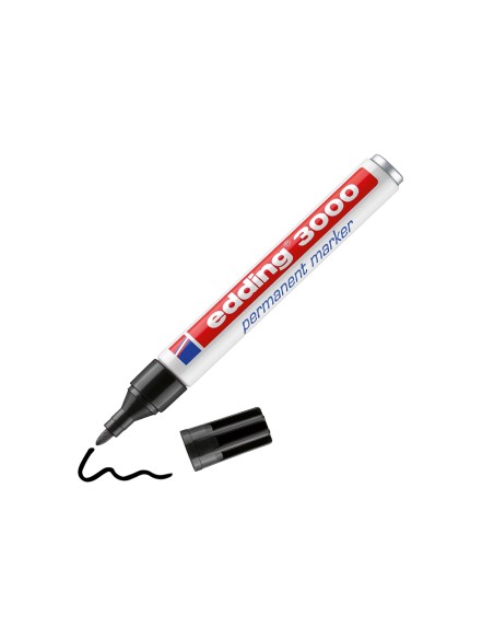 Rotulador edding marcador permanente 3000 negro punta redonda 1,5-3 mm recargable