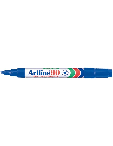Rotulador artline marcador permanente ek-90 azul punta biselada 5 mm papel metal y cristal