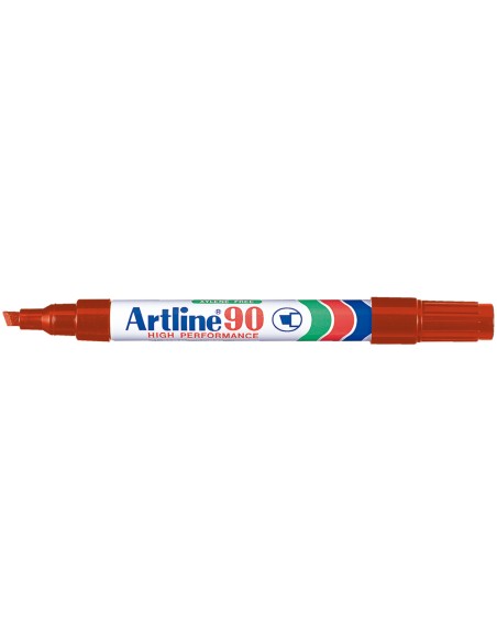 Rotulador artline marcador permanente ek-90 rojo punta biselada 5 mm papel metal y cristal