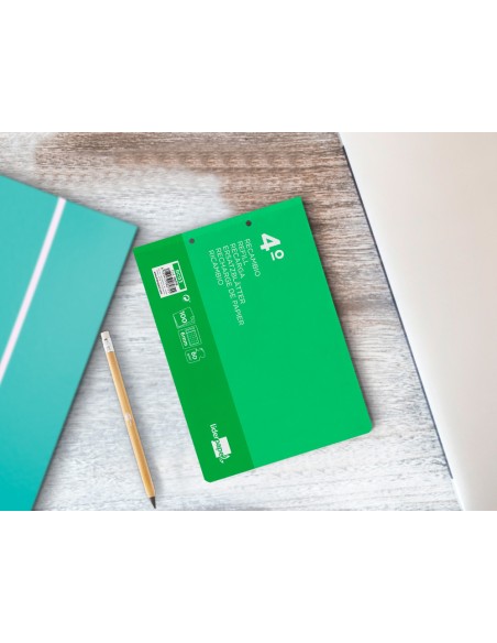 Recambio liderpapel cuarto apaisado 100 hojas 60gr cuadro 4 mm 2 taladros con margen