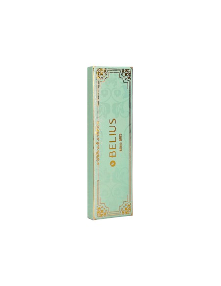Boligrafo belius macaron bliss forma hexagonal color verde dorado tinta azul caja de diseño