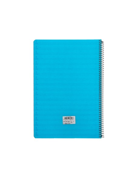 Cuaderno espiral liderpapel folio pautaguia tapa plastico 80h 75gr cuadro pautado 4mm con margen color azul