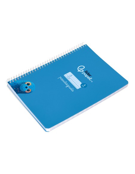 Cuaderno espiral liderpapel a5 pautaguia tapa blanda 40h 75gr cuadro pautado 5mm color azul