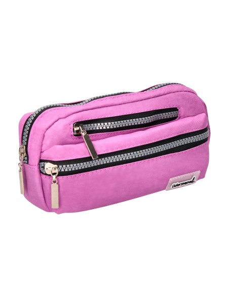 Estuche portatodo liderpapel ovalado 3 bolsillos violeta pastel 195x40x100 mm