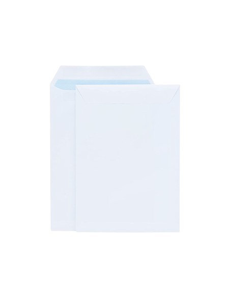 Sobre liderpapel bolsa blanco 260x360 mm solapa tira de silicona papel offset 100 gr caja de 250 unidades