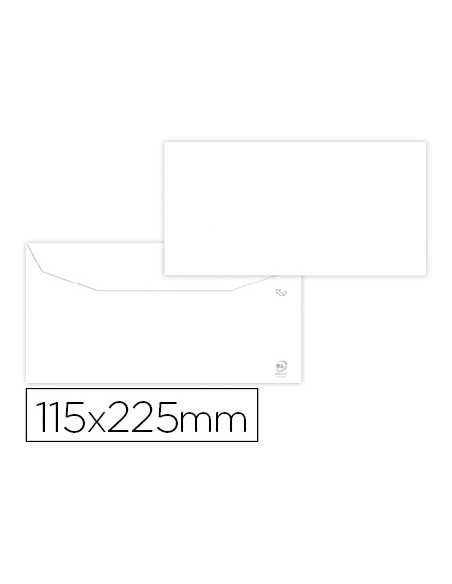 Sobre liderpapel blanco 115x225 mm solapa engomada papel offset 80 gr caja de 500 unidades