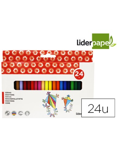 Lapices cera liderpapel caja de 24 unidades...