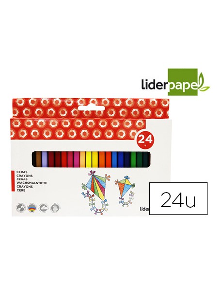 Lapices cera liderpapel caja de 24 unidades colores surtidos