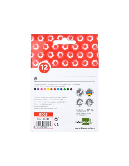 Lapices cera liderpapel caja de 12 unidades colores surtidos