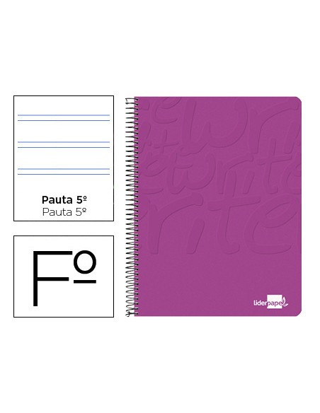 Cuaderno espiral liderpapel folio write tapa blanda 80h 60gr pauta 2,5 mm con margen color rosa
