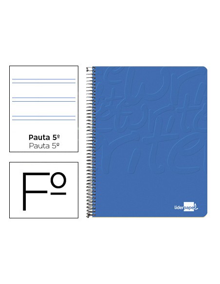 Cuaderno espiral liderpapel folio write tapa blanda 80h 60gr pauta 2,5 mm con margen color azul