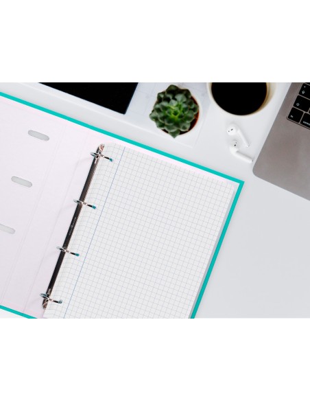 Recambio liderpapel a4 100 hojas 60gr cuadro 8mm con margen 4 taladros