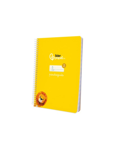 Cuaderno espiral liderpapel a5 pautaguia tapa blanda 40h 75gr cuadro pautado 5mm color amarillo
