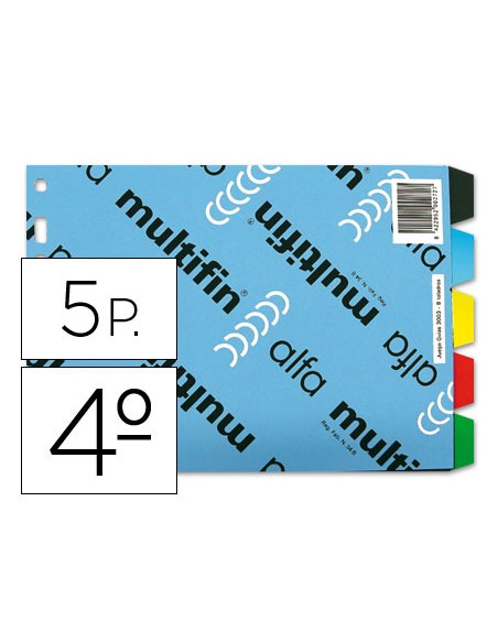Separador multifin 3003 plastico cuarto apaisado 5 pestañas 215x155 mm