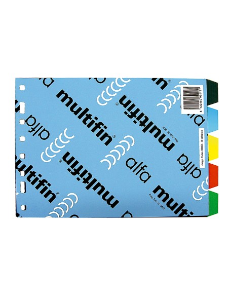 Separador multifin 3003 plastico cuarto apaisado 5 pestañas 215x155 mm