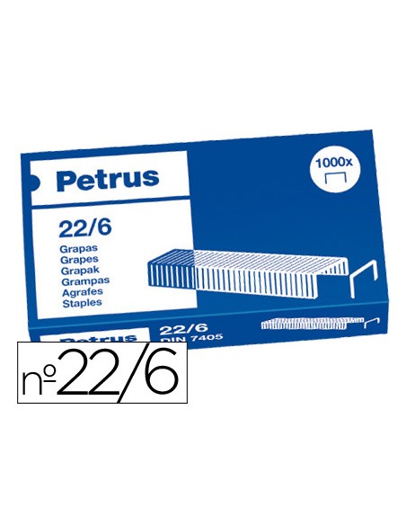 Grapas petrus nº 22/6 cobreadas caja de 1000 unidades