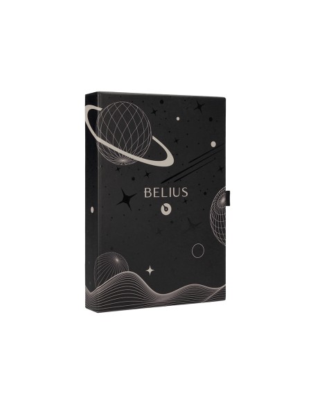 Pluma y funda de similpiel belius space b color minimalista gris tinta azul caja de diseño
