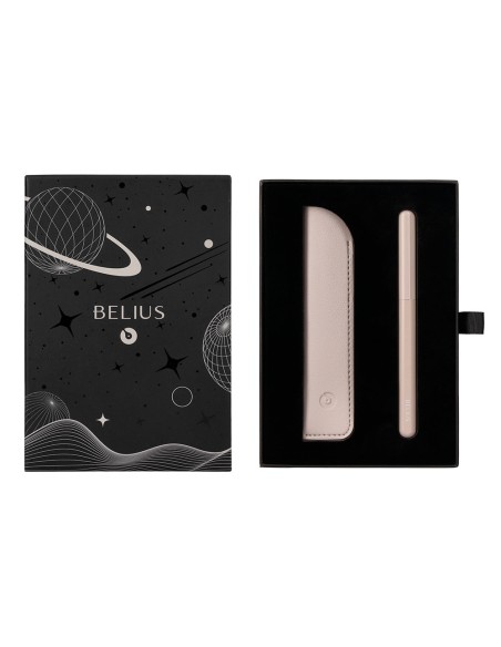 Pluma y funda de similpiel belius space b color minimalista gris tinta azul caja de diseño