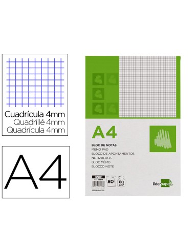 Bloc notas liderpapel cuadro 4mm a4 80 hojas...
