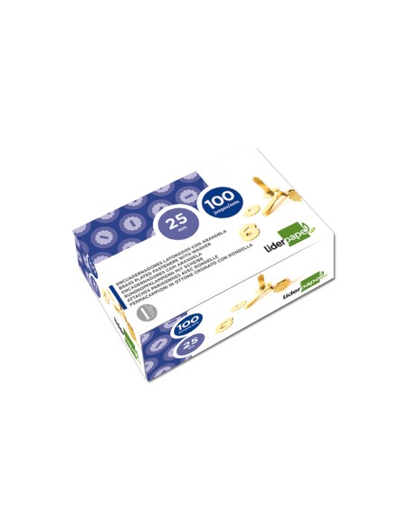 Encuadernadores liderpapel latonados con arandela 21 mm caja de 100 unidades