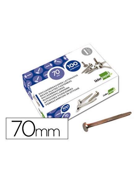 Encuadernadores liderpapel niquelados n.12 70 mm caja de 100 unidades