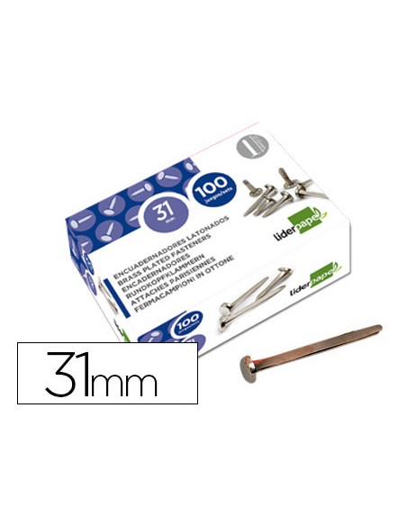 Encuadernadores liderpapel niquelados n.7 31 mm caja de 100 unidades