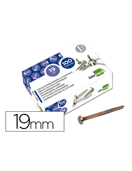 Encuadernadores liderpapel niquelados n.3 19 mm caja de 100 unidades