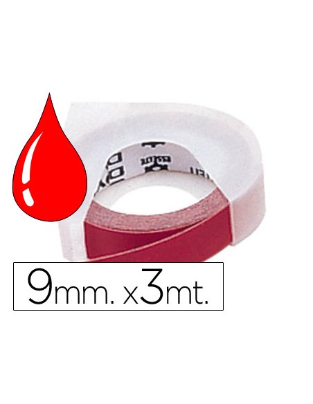 Cinta dymo 3d 9mm x 3 m roja tradicional
