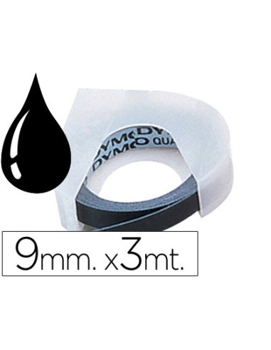 Cinta dymo 3d 9 mm x 3 m negra tradicional