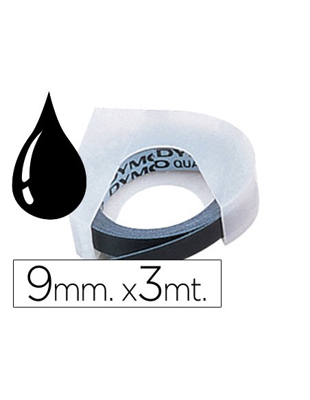 Cinta dymo 3d 9 mm x 3 m negra tradicional