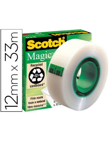 Cinta adhesiva scotch magic invisible 33 m x 12 mm