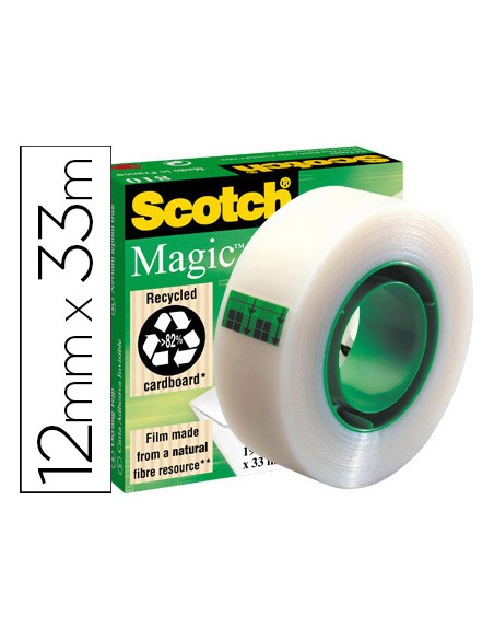 Cinta adhesiva scotch magic invisible 33 m x 12 mm
