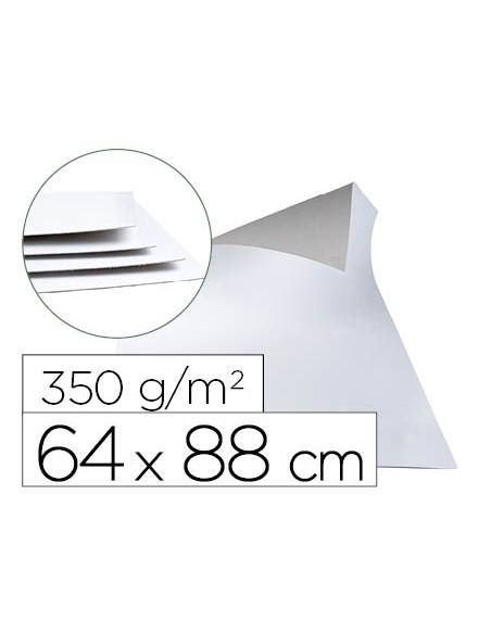 Cartoncillo gris liderpapel con una cara blanca 350 g 64x88 cm paquete de 1 kg (5 hojas)