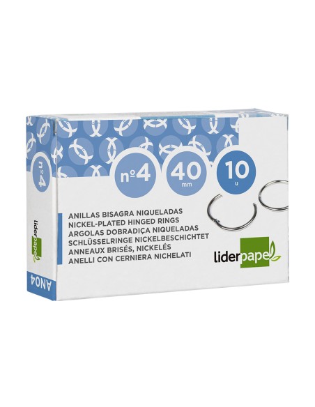 Anilla bisagra liderpapel niquelada n.4 diametro 40 mm caja de 10 unidades