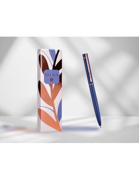 Boligrafo belius rose aluminio color azul electrico/oro rosa tinta azul caja de diseño
