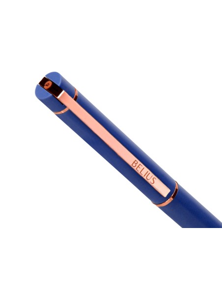 Boligrafo belius rose aluminio color azul electrico/oro rosa tinta azul caja de diseño